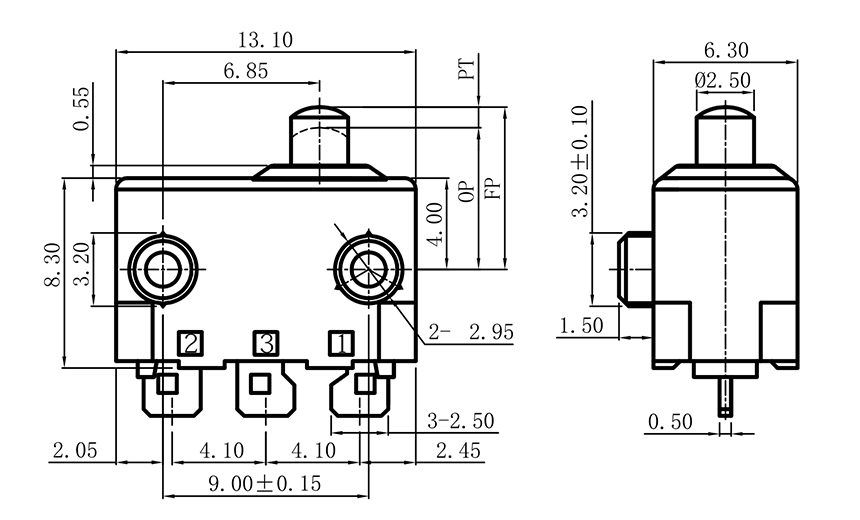 micro switch 12v drawing